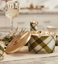 Load image into Gallery viewer, Frasier Fir Frosted Glass Plaid Large 3 Wick Poured Candle
