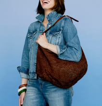 Load image into Gallery viewer, Stella Woven Leather Hobo Bag (Brown, Black)
