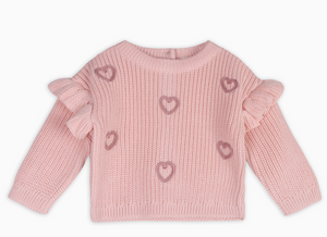 Organic Heart Embroidered Sweater + Pants Set