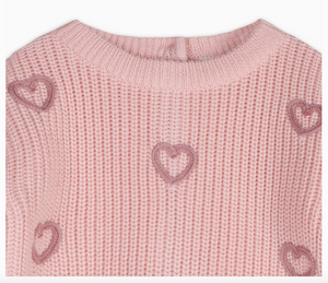 Organic Heart Embroidered Sweater + Pants Set