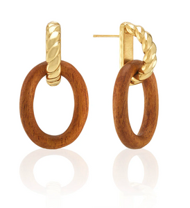 Capucine de Wulf Earth Goddess Link Drop Earrings, Teak
