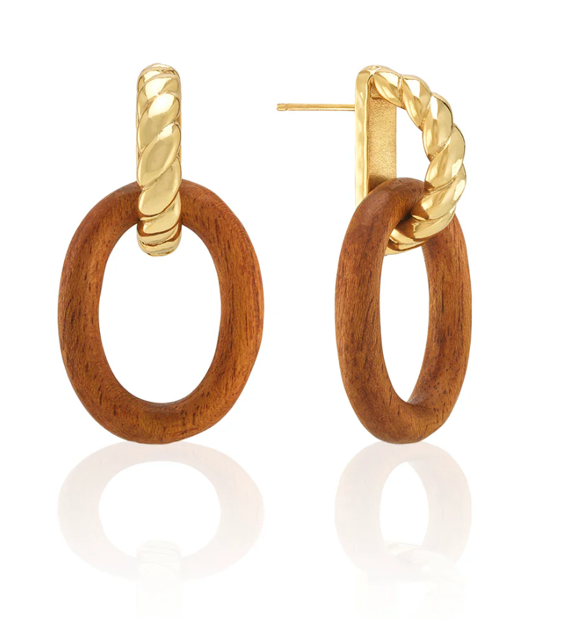 Capucine de Wulf Earth Goddess Link Drop Earrings, Teak