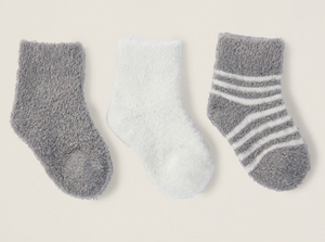 Barefoot Dreams CozyChic Lite Infant Socks, 3 Pack (Pink, Blue, Pewter)