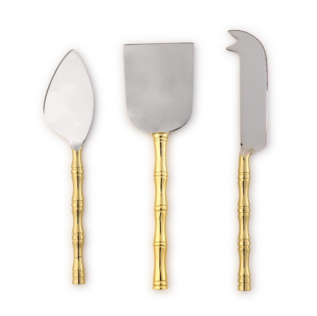Gold Bamboo Cheese Knives, Set of 3