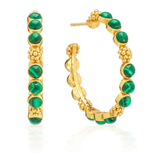 Load image into Gallery viewer, Capucine de Wulf Berry Gem Medium Hoop Earrings, Malachite
