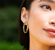 Load image into Gallery viewer, Capucine de Wulf Berry Gem Medium Hoop Earrings, Malachite
