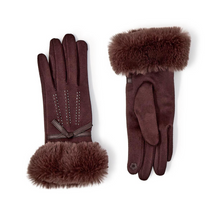 Load image into Gallery viewer, Cashmere Feel Gloves with Faux Fur Cuff  Bow Detail
