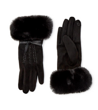 Load image into Gallery viewer, Cashmere Feel Gloves with Faux Fur Cuff  Bow Detail
