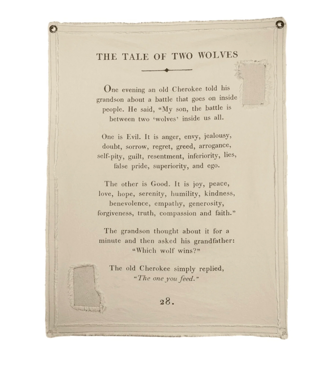 Tale Of Two Wolves Canvas Wall Tarp