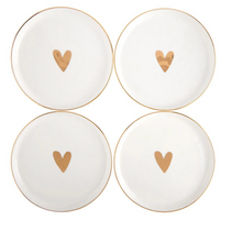 Load image into Gallery viewer, Gold Hearts Appetizer Plates - Set of 4
