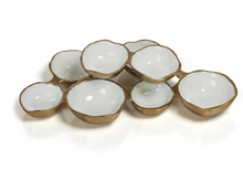 Load image into Gallery viewer, Small Cluster Serving Bowls With White Interior (Silver or Gold)
