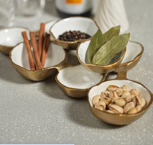 Load image into Gallery viewer, Small Cluster Serving Bowls With White Interior (Silver or Gold)
