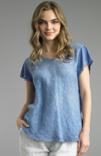 Load image into Gallery viewer, Linen Fringe Edge Tee (White, Denim, Beige)
