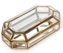 Load image into Gallery viewer, Glass Jewelry Box With Gold Antique Trim
