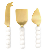 Load image into Gallery viewer, White Beaded Cheese Knives, Set of 3

