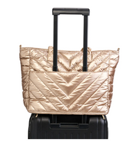 Load image into Gallery viewer, Quilted Hydro Travel Tote (Gold, Black)
