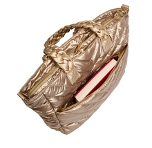 Load image into Gallery viewer, Quilted Hydro Travel Tote (Gold, Black)

