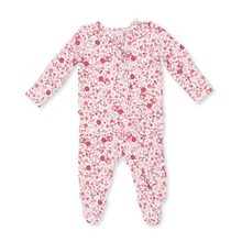 Load image into Gallery viewer, Angel Dear Serene Floral 2-Way Ruffle Back Zipper Footie
