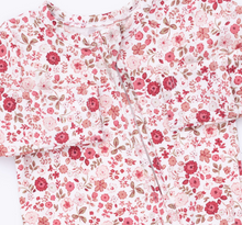 Load image into Gallery viewer, Angel Dear Serene Floral 2-Way Ruffle Back Zipper Footie
