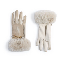 Load image into Gallery viewer, Faux Fur Cuff Gloves (Black, Winter White)
