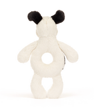 Load image into Gallery viewer, Jellycat Black &amp; Cream Puppy Ring Rattle
