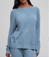 Load image into Gallery viewer, Barefoot Dreams CozyChic Ultra Lite Scallop Neck Slouchy Pullover, Blue Aura
