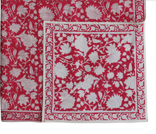 Load image into Gallery viewer, Red Floral Block Print Tablecloth
