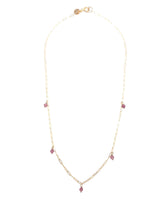 Load image into Gallery viewer, Gold necklace with pink gemstones on a white background
