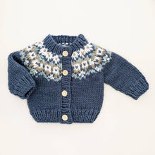 Load image into Gallery viewer, Fairisle Slate Cardigan Sweater
