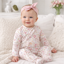 Load image into Gallery viewer, Bunny Blooms Soft Bamboo Zipper Romper
