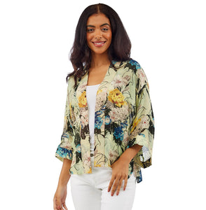 Lily Print Short Kimono