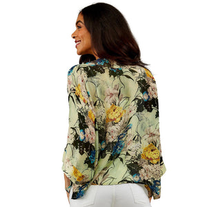 Lily Print Short Kimono