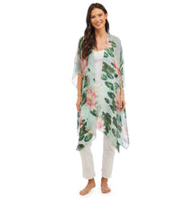 Load image into Gallery viewer, Water Lily Print Mint Kimono, Long
