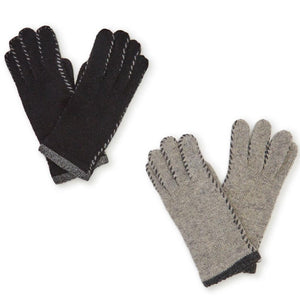 Knit Gloves with Contrast Stitch Detail