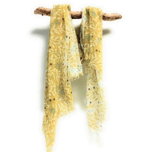 Cotton Gauze Floral Scarf (Sage or Yellow)