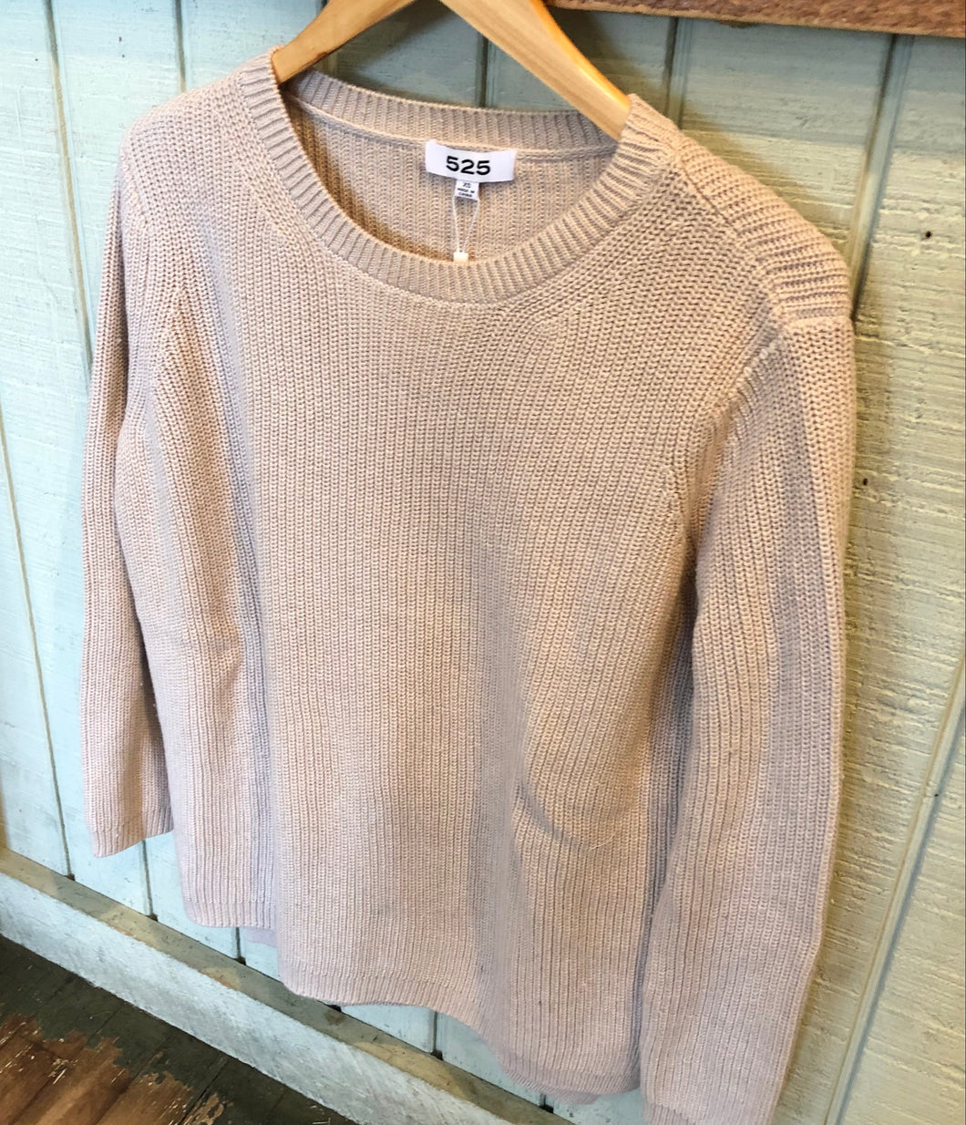 Emma Crewneck Shaker Sweater, Wheat