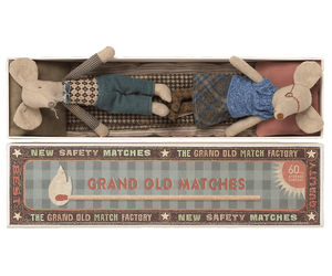 Maileg Grandma and Grandpa Mice in Matchstick Box
