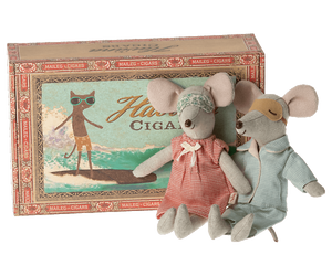 Maileg Mom and Dad Mice in Cigar Box