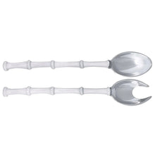 Load image into Gallery viewer, Mariposa Bamboo White Salad Servers
