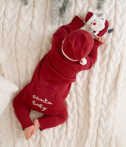 Elegant Baby Santa Baby Knit Jumpsuit & Hat
