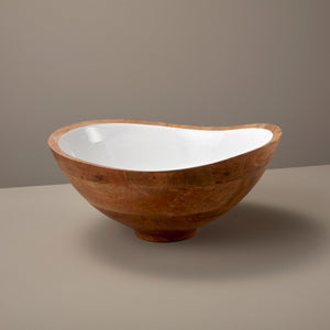 Mango Wood & Enamel Bowl (3 Sizes)