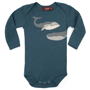 Milkbarn Whale Organic Applique Long Sleeve Onesie