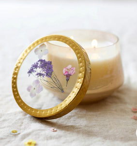 Hydrangea Pressed Floral Candle, Large