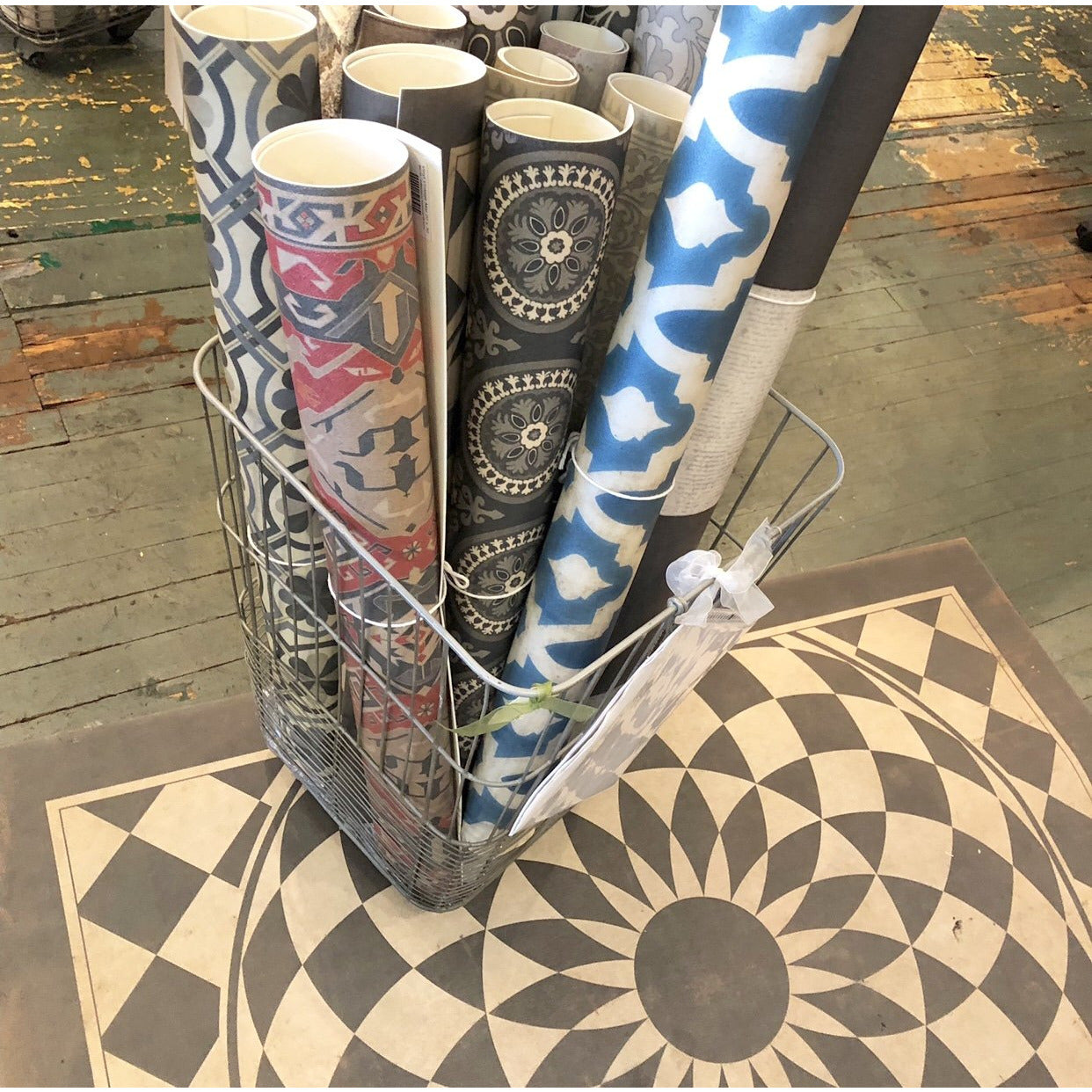 Spicher and Company Vintage Vinyl Floor Cloths We are All Mad Here Modern  Area Rugs