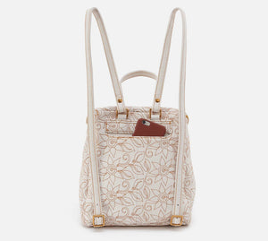 HOBO River Backpack, White with Floral Stitch