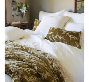 IN STOCK Bella Notte Linens Lynette Bed End Blanket:  Honeycomb, Winter White