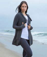 Load image into Gallery viewer, Barefoot Dreams CozyChic Lite Coastal Cardi, Carbon

