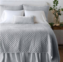 Load image into Gallery viewer, IN STOCK Bella Notte Linens Silk Velvet Quilted Coverlet, Sterling
