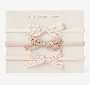 Elegant Baby Sparkle Lace Bow Headband 3Pk