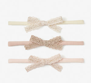 Elegant Baby Sparkle Lace Bow Headband 3Pk